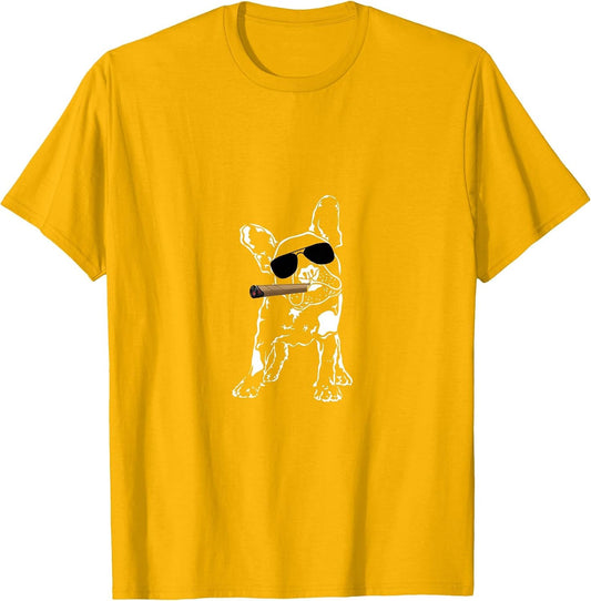 Cigars and French Bulldog T Shirt Gift Cigar Dog Lover
