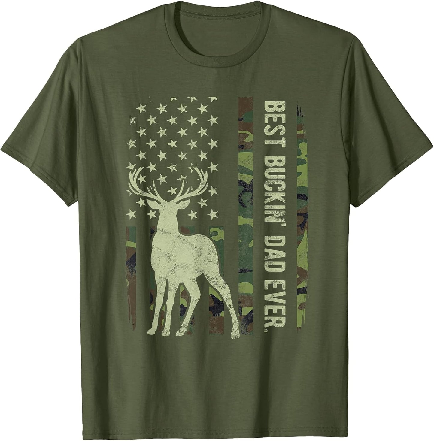 Best Buckin' Dad Camouflage American Flag Deer Hunting