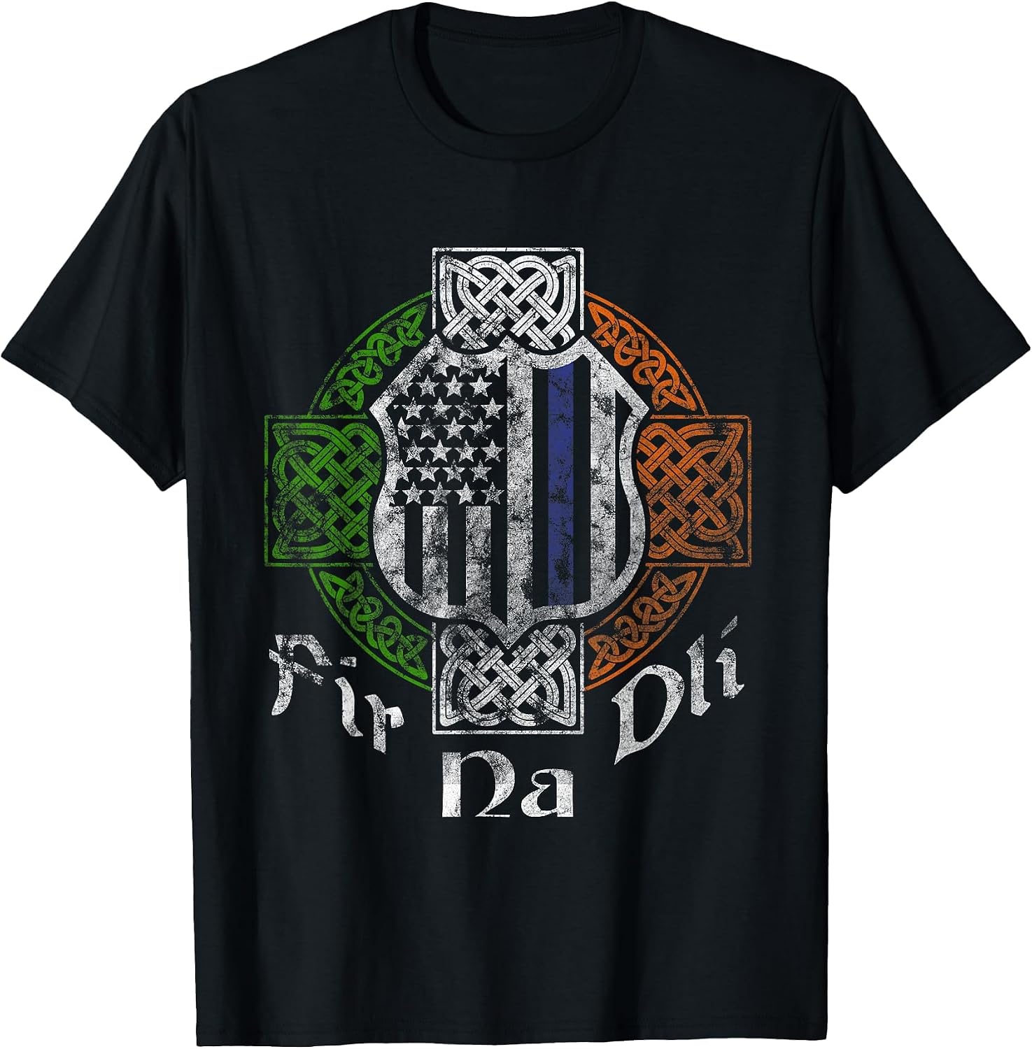 Thin Blue Line Shirt Fir Na Dli Celtic Cross Irish Police