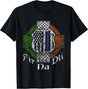 Thin Blue Line Shirt Fir Na Dli Celtic Cross Irish Police