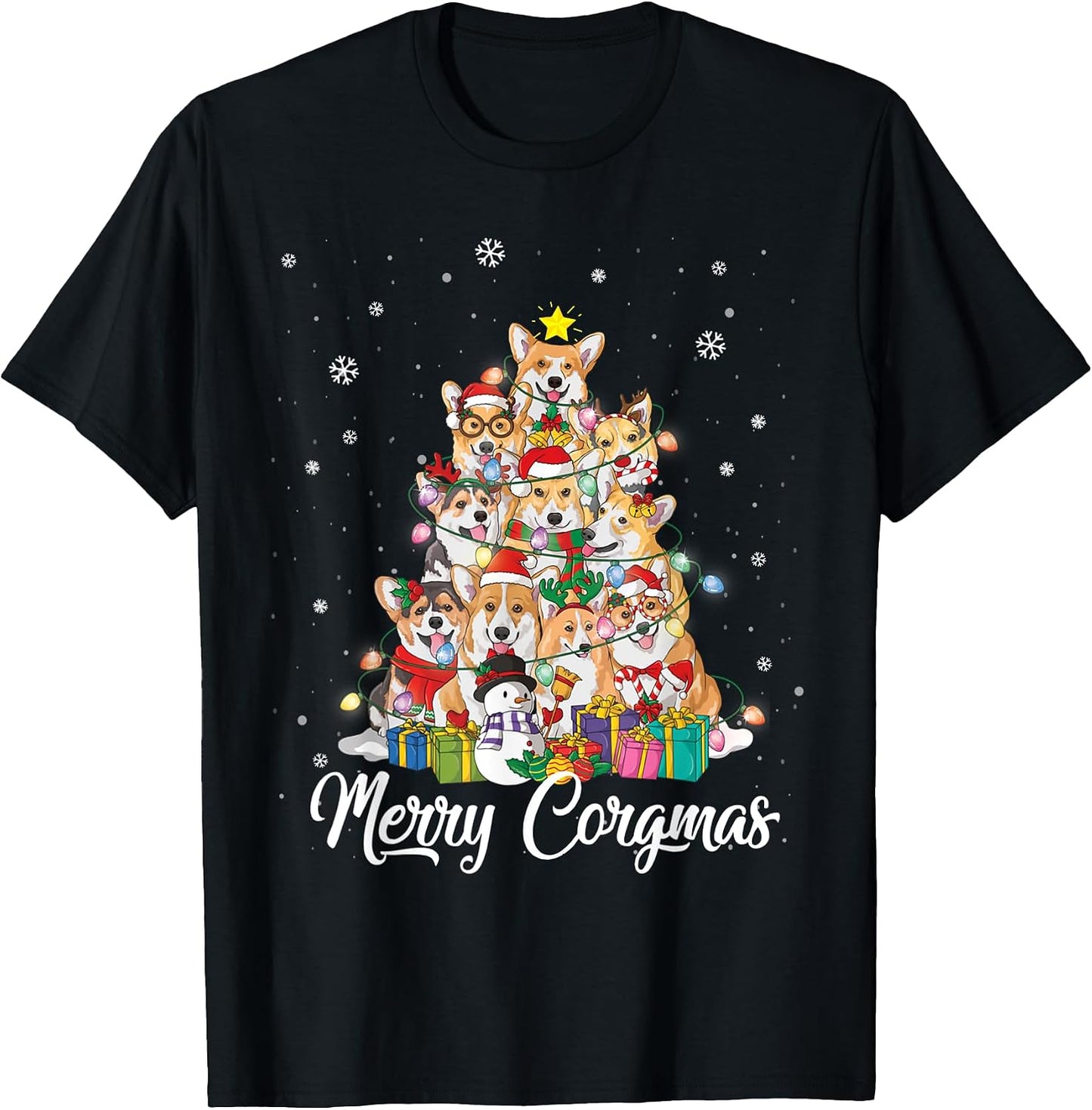 Corgimas Dog Christmas Corgi Santa Hats Xmas Tree Lights Women