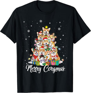 Corgimas Dog Christmas Corgi Santa Hats Xmas Tree Lights Women