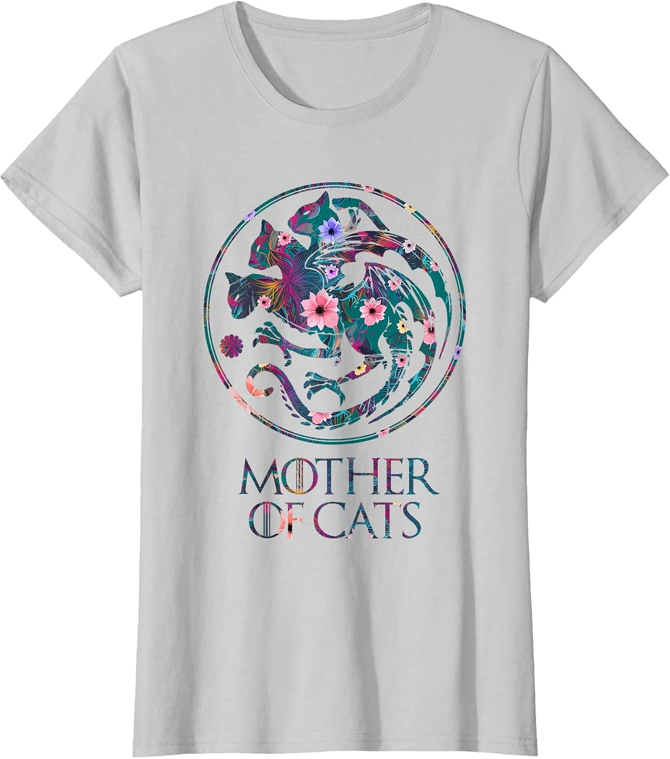 Mother of Cats Shirt with Floral Art - Cat Lovers