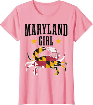 Maryland Girl Blue Crab Vintage Maryland Flag Pride
