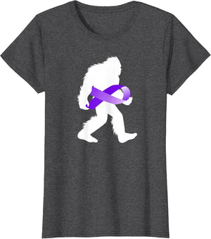 Bigfoot Pancreatic Cancer Awareness Purple Ribbon Sasquatch