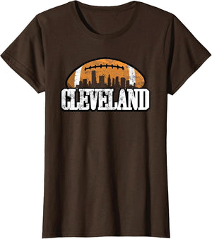 Vintage Retro Cleveland-Football Skyline CLE Downtown Ohio
