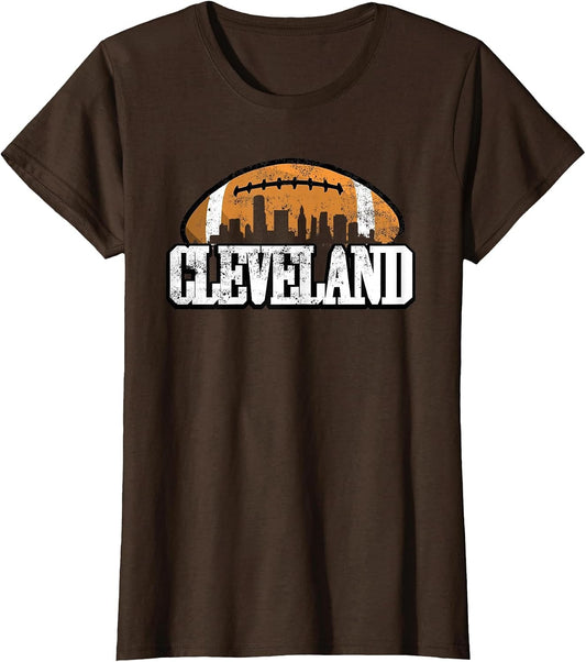 Vintage Retro Cleveland-Football Skyline CLE Downtown Ohio