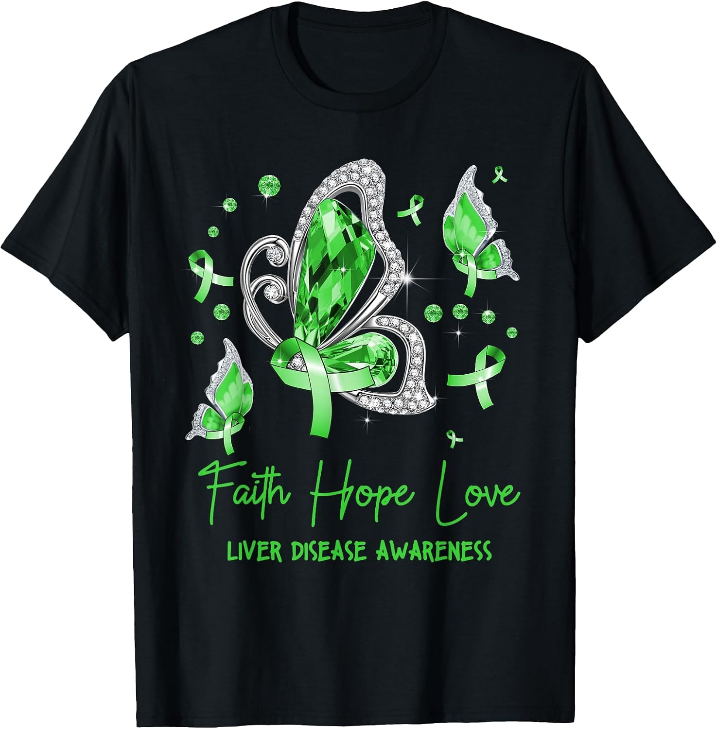 Faith Hope Love Butterfly Green Liver Disease Awareness