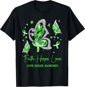 Faith Hope Love Butterfly Green Liver Disease Awareness