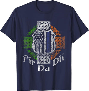 Thin Blue Line Shirt Fir Na Dli Celtic Cross Irish Police