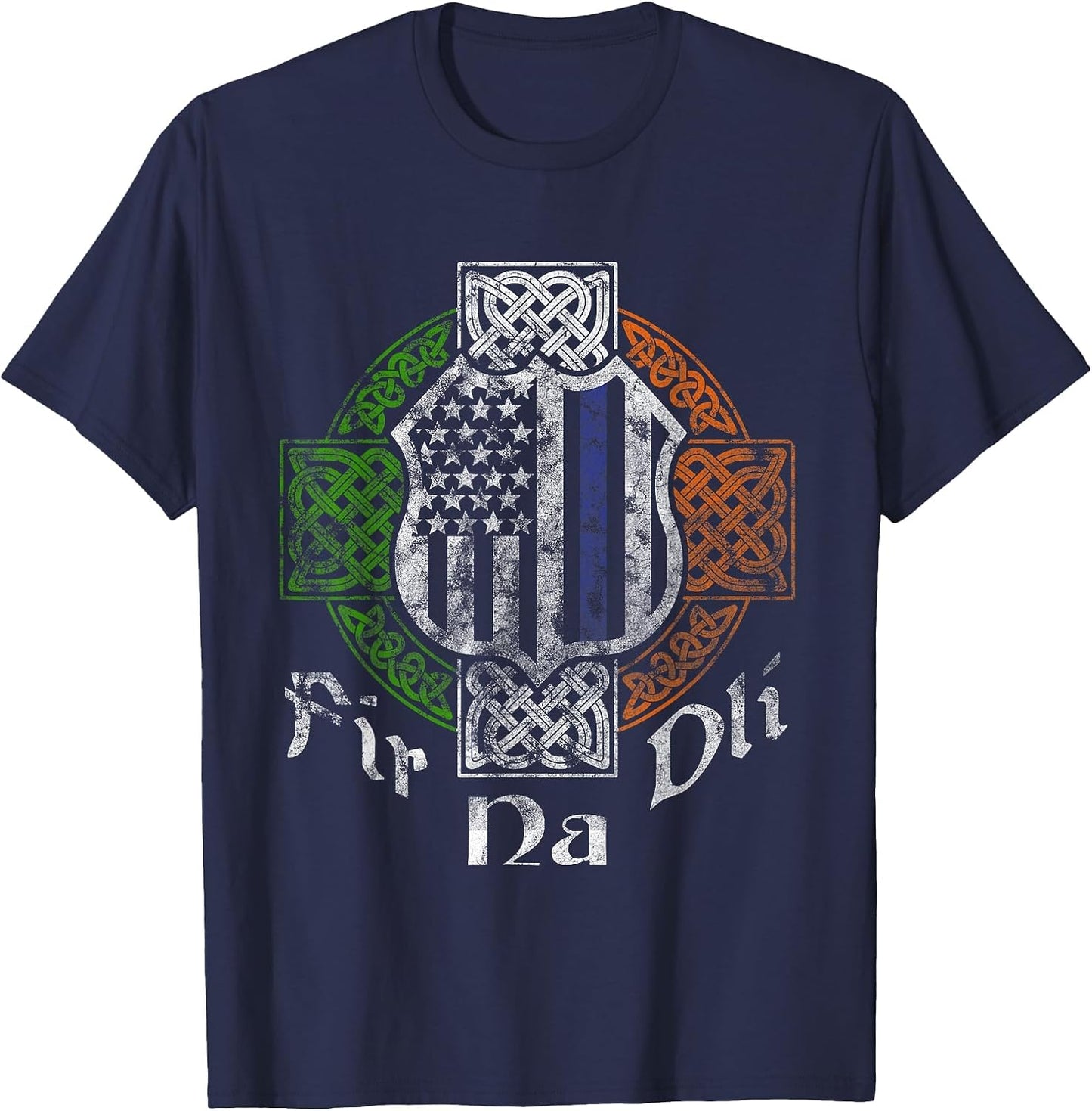 Thin Blue Line Shirt Fir Na Dli Celtic Cross Irish Police