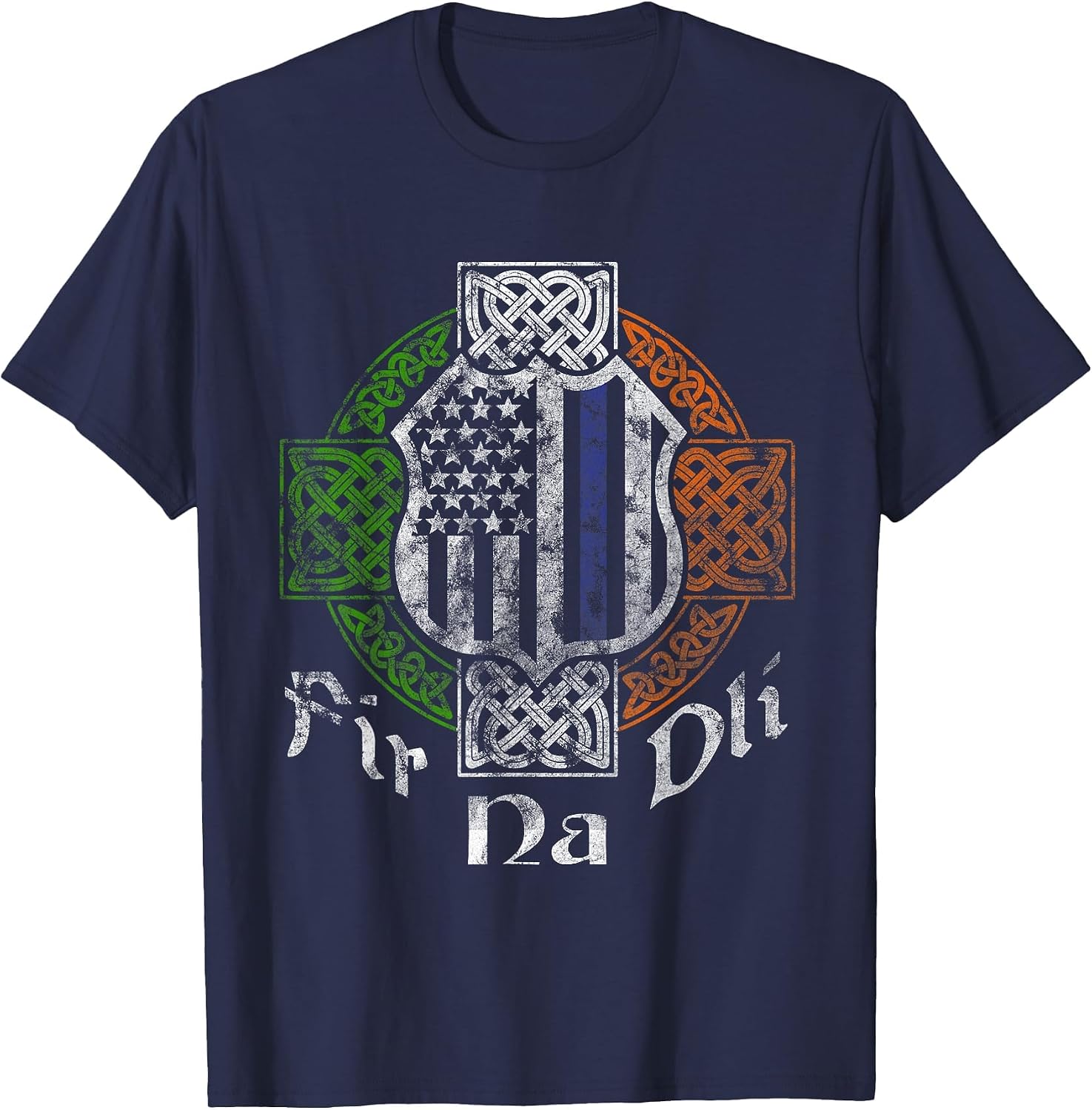 Thin Blue Line Shirt Fir Na Dli Celtic Cross Irish Police