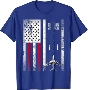 Vintage Airplane USA Flag Aviation Gift Pilot Veteran