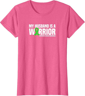 Husband is a Warrior Green Ribbon Lymphoma Cancer Awareness
