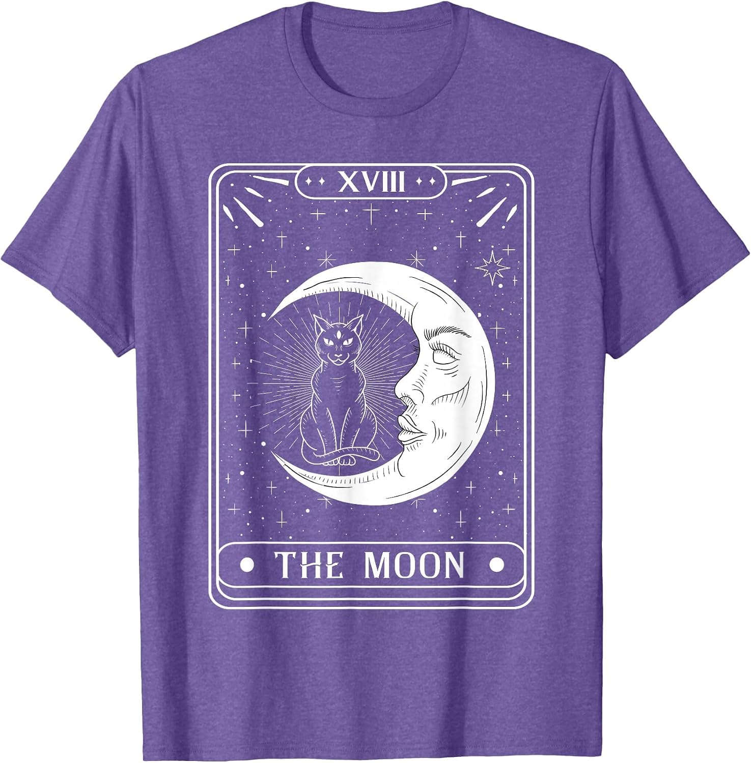 The Moon Tarot Card Crescent Moon and Cat Graphic