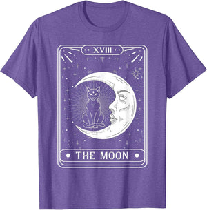 The Moon Tarot Card Crescent Moon and Cat Graphic