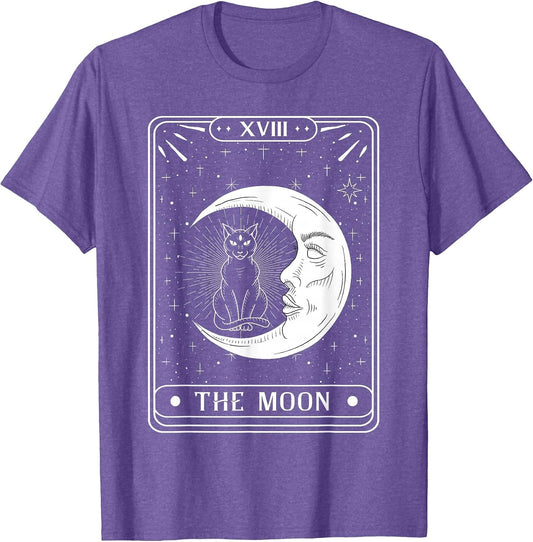 The Moon Tarot Card Crescent Moon and Cat Graphic