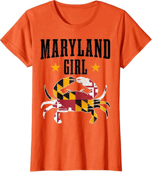 Maryland Girl Blue Crab Vintage Maryland Flag Pride