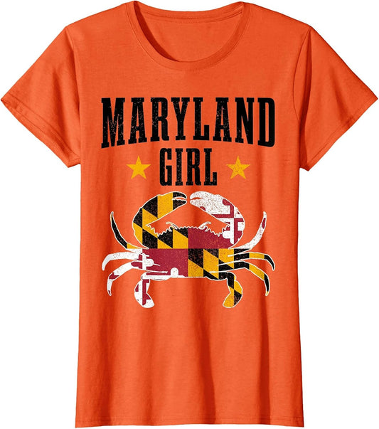 Maryland Girl Blue Crab Vintage Maryland Flag Pride