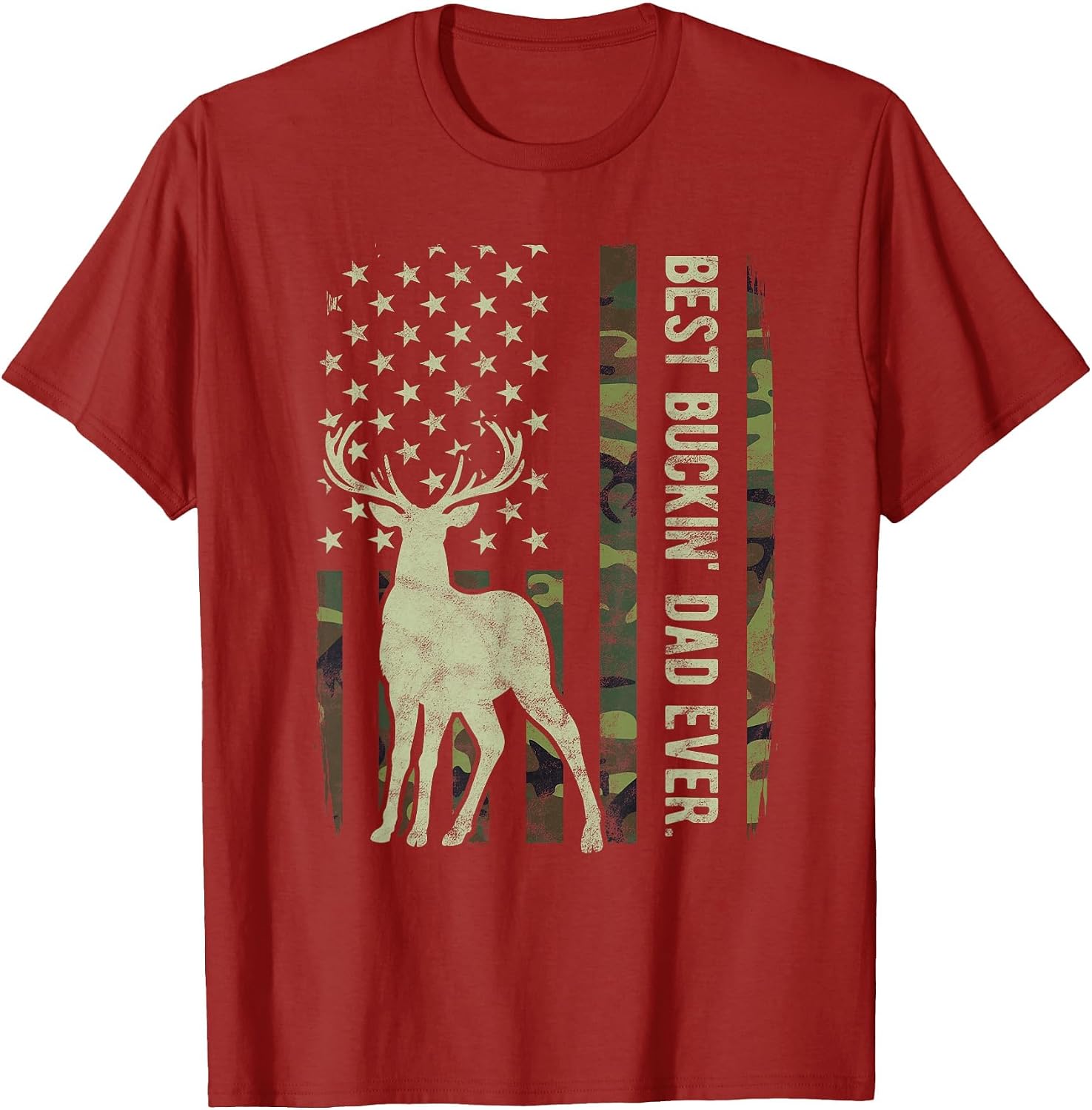 Best Buckin' Dad Camouflage American Flag Deer Hunting