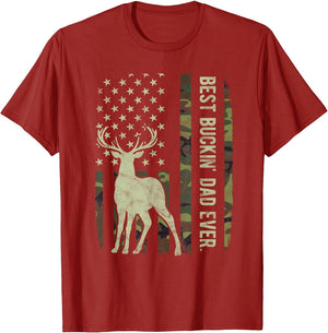 Best Buckin' Dad Camouflage American Flag Deer Hunting