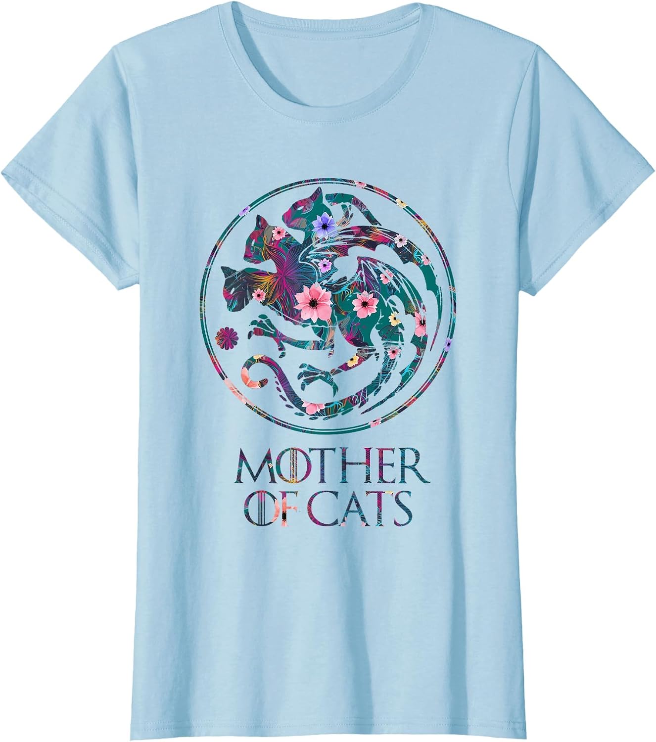 Mother of Cats Shirt with Floral Art - Cat Lovers