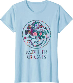 Mother of Cats Shirt with Floral Art - Cat Lovers