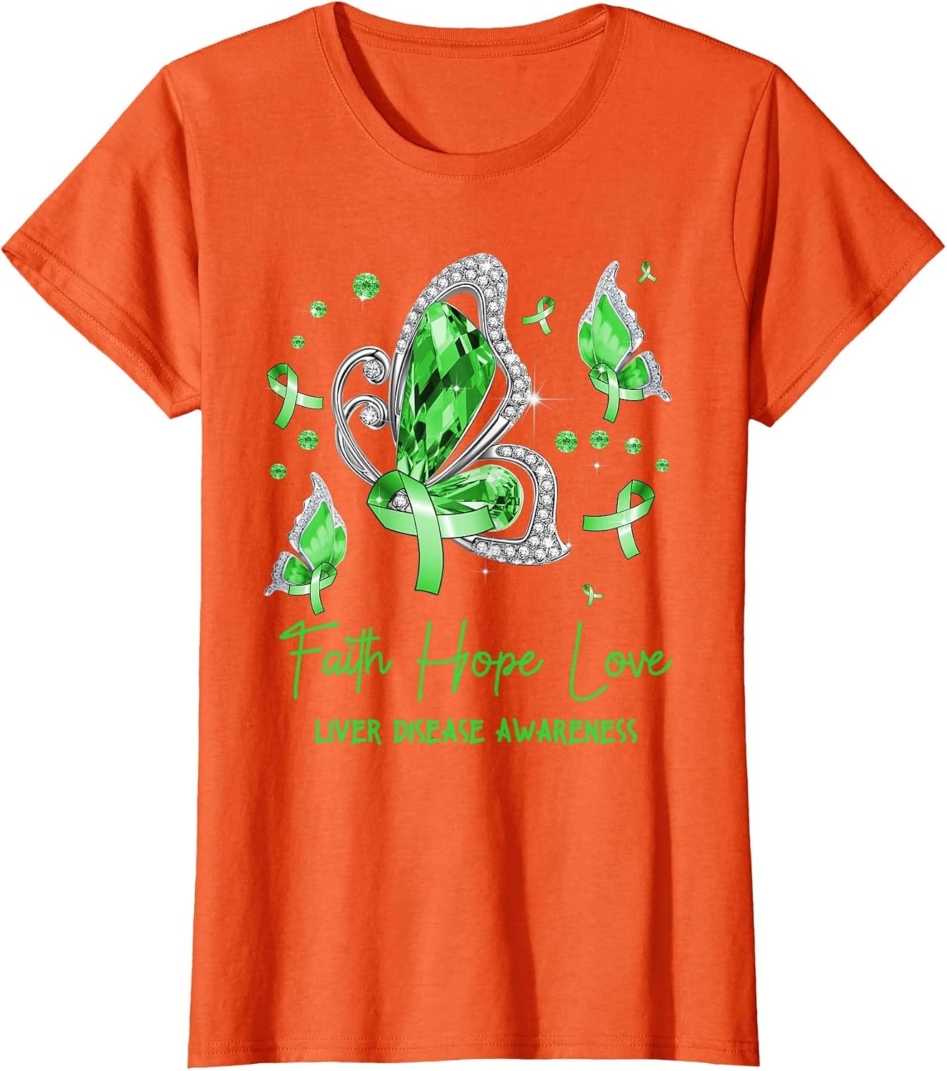 Faith Hope Love Butterfly Green Liver Disease Awareness