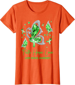 Faith Hope Love Butterfly Green Liver Disease Awareness