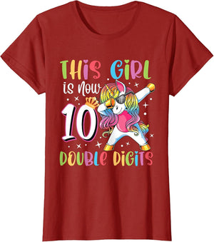 This Girl is Now 10 Double Digits 10th Birthday Unicorn Dab