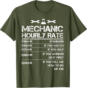 Mechanic Gifts Hourly Rate Funny Gift Labor Rates