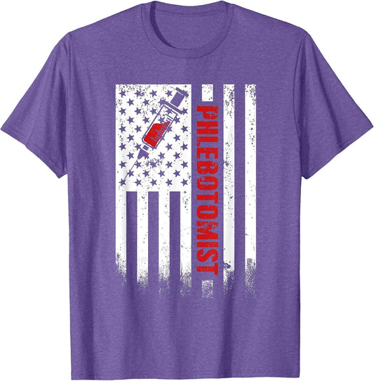 Patriotic Phlebotomist American Flag Phlebotomy Technician