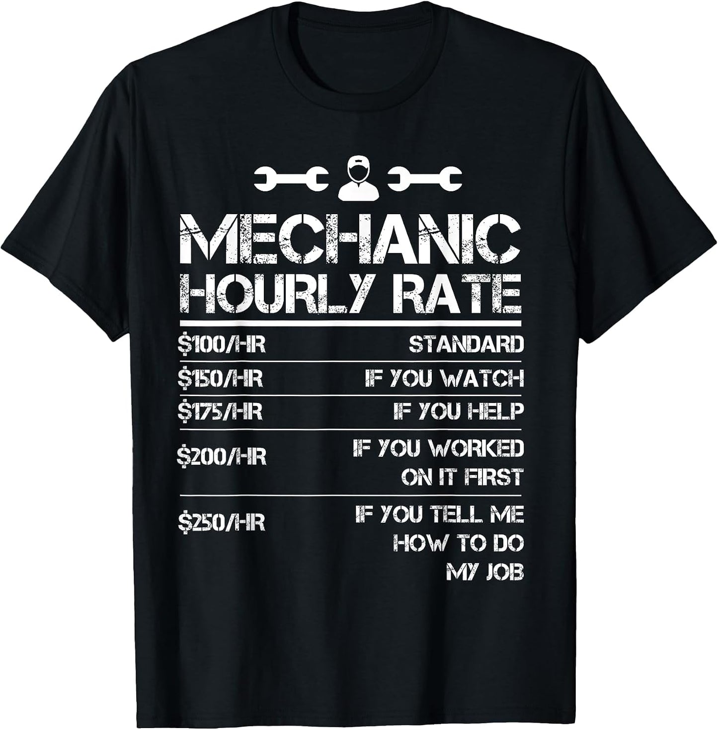 Mechanic Gifts Hourly Rate Funny Gift Labor Rates