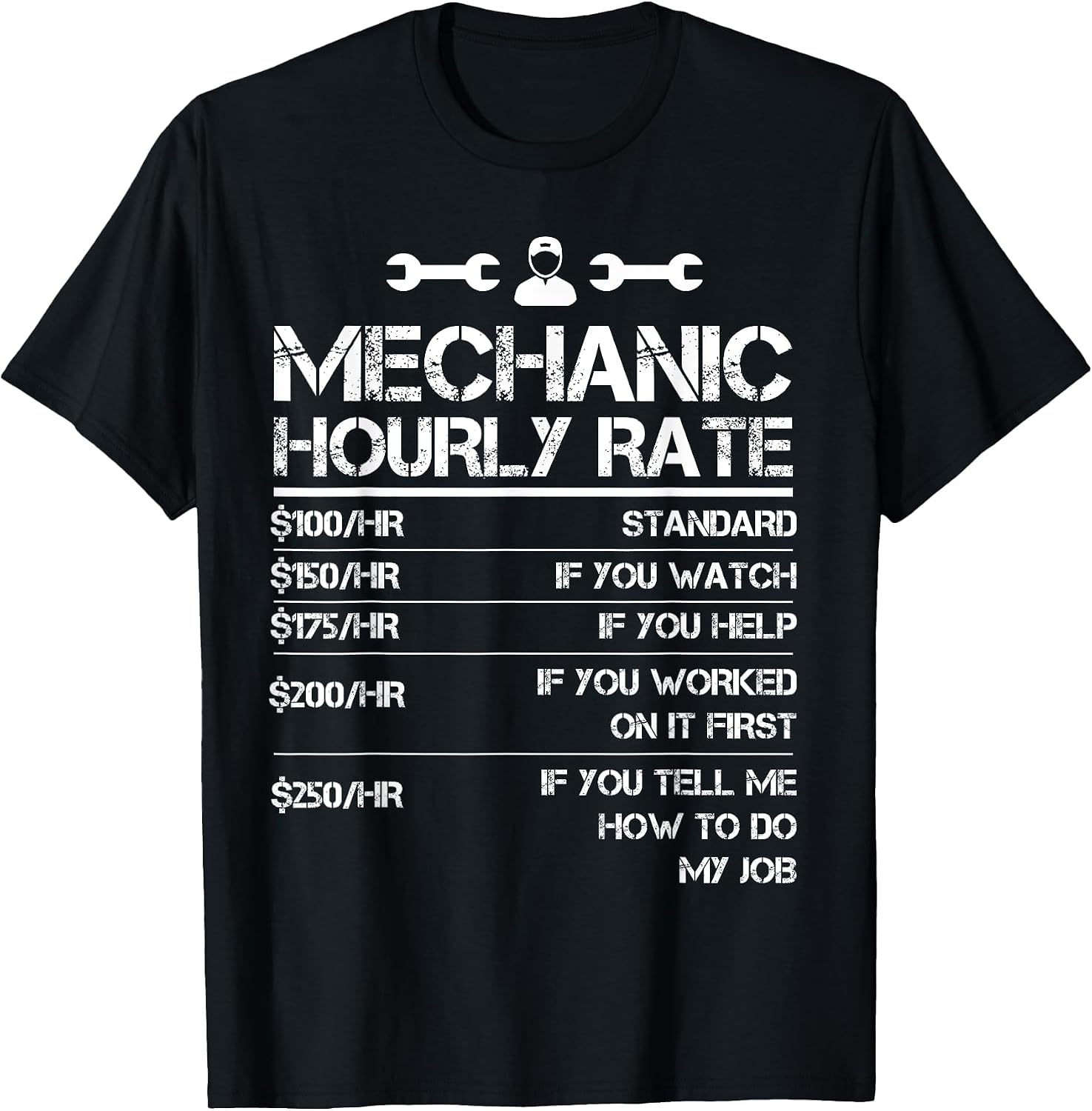 Mechanic Gifts Hourly Rate Funny Gift Labor Rates