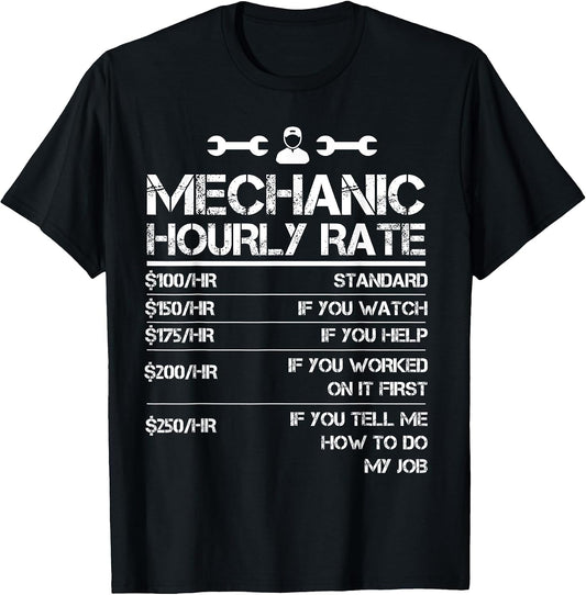 Mechanic Gifts Hourly Rate Funny Gift Labor Rates