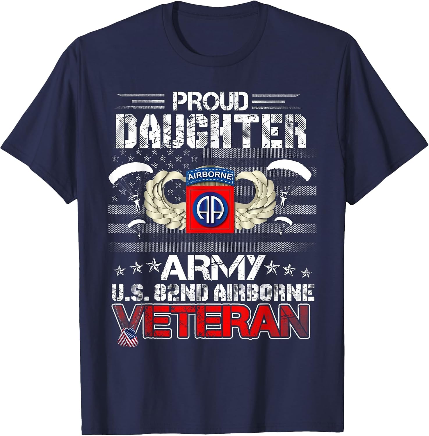 Proud Daughter Army US 82nd Airborne Veteran Flag Patriotic