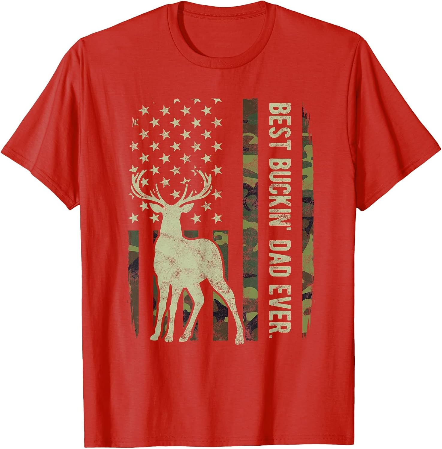 Best Buckin' Dad Camouflage American Flag Deer Hunting
