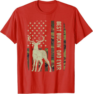 Best Buckin' Dad Camouflage American Flag Deer Hunting