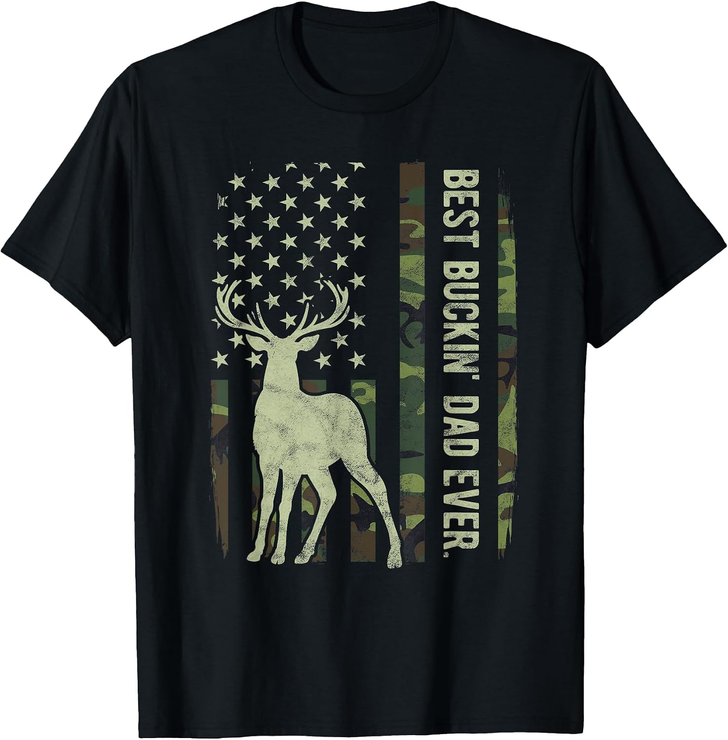 Best Buckin' Dad Camouflage American Flag Deer Hunting