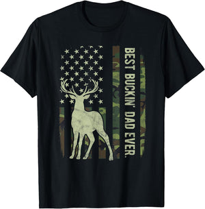 Best Buckin' Dad Camouflage American Flag Deer Hunting