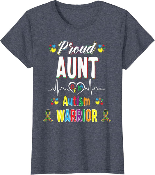 Proud Aunt Autism Warrior Awareness Ribbon Autistic