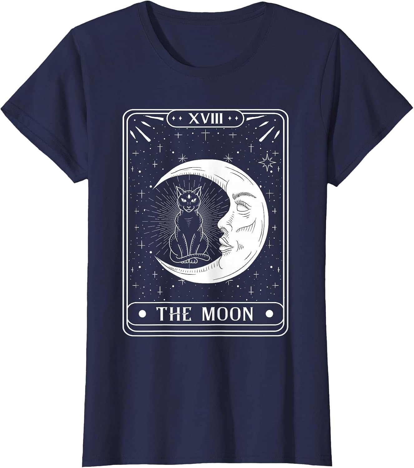 The Moon Tarot Card Crescent Moon and Cat Graphic