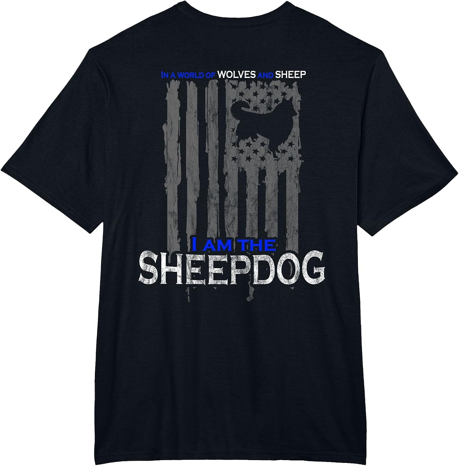 Patriotic Sheepdog, Wolves, and Sheep American Flag