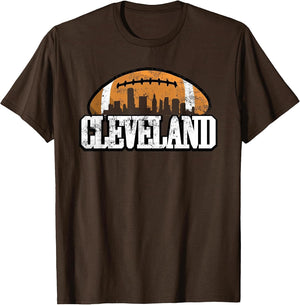 Vintage Retro Cleveland-Football Skyline CLE Downtown Ohio