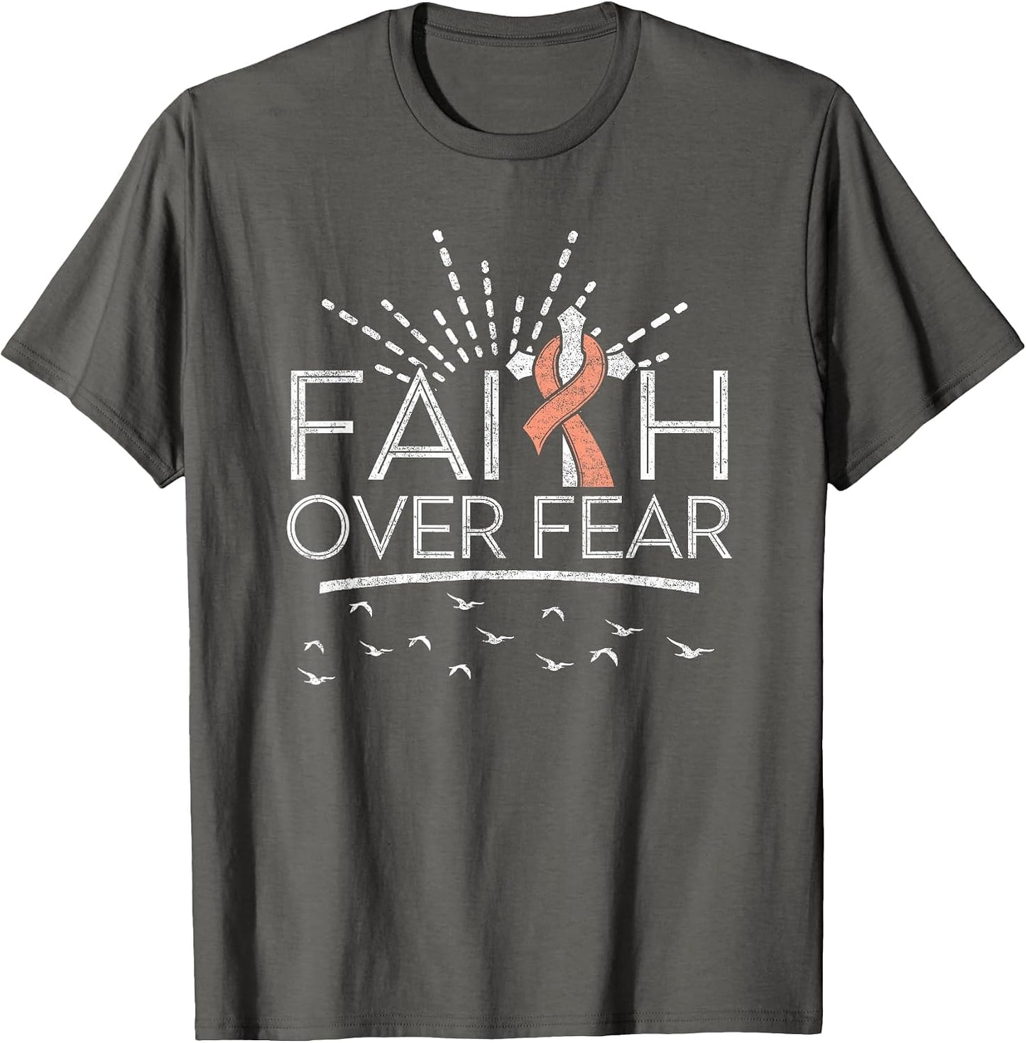Faith Over Fear Peach Ribbon Endometrial Cancer