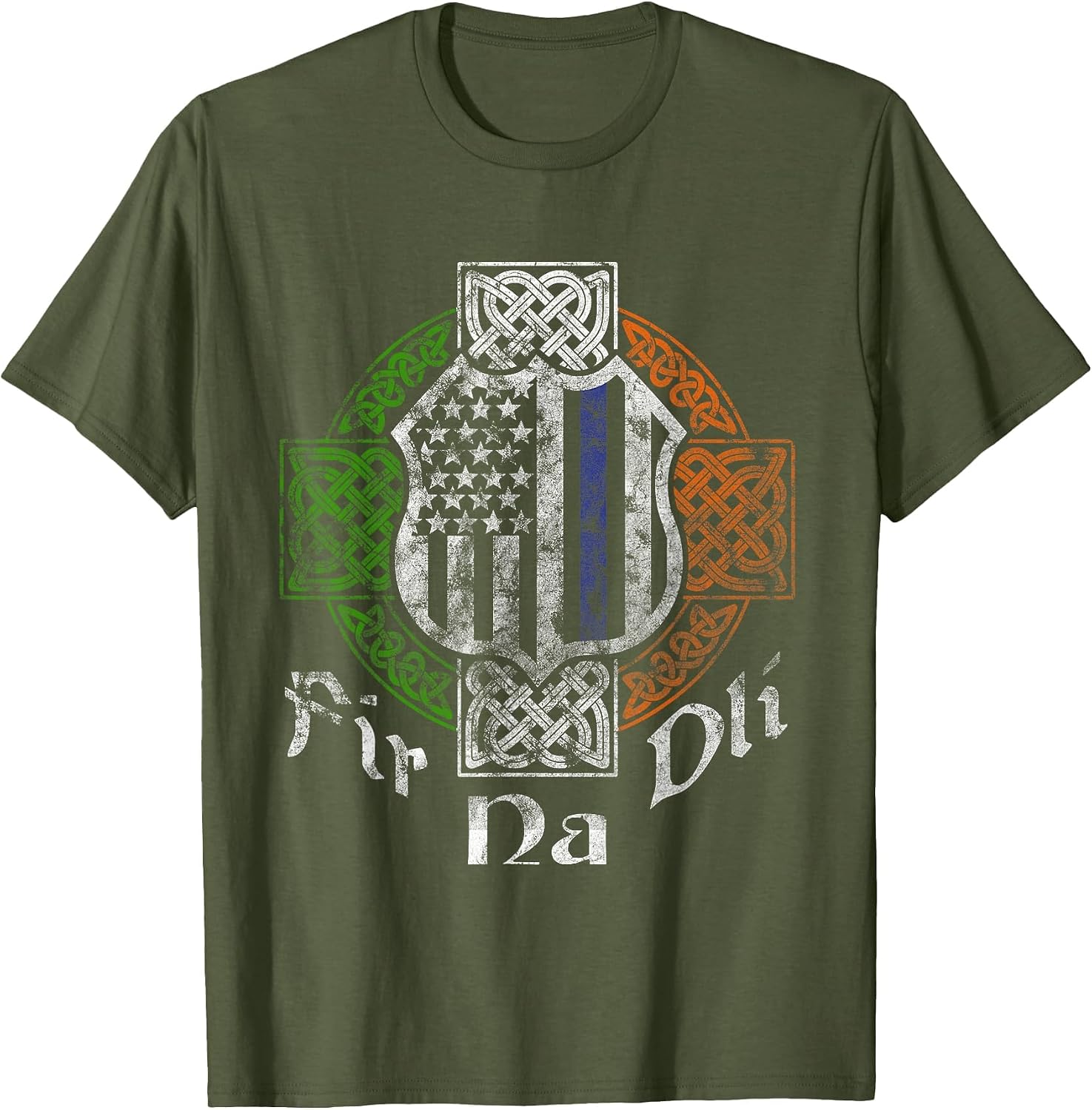 Thin Blue Line Shirt Fir Na Dli Celtic Cross Irish Police