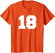 Number 18 Sports Jersey Player #18 Fan Front Print Varsity