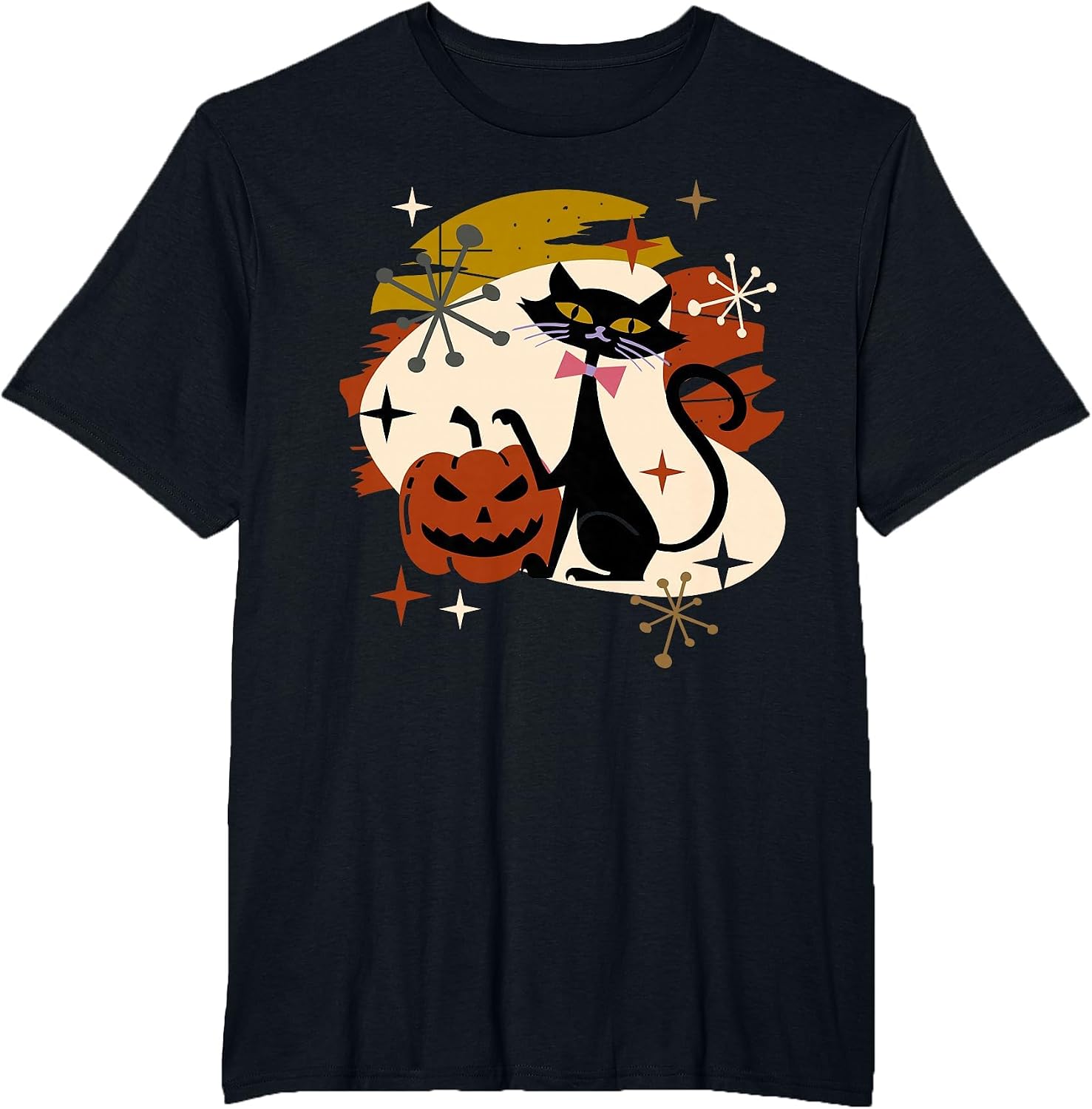 Black Cat and Pumpkin Atomic Retro Halloween