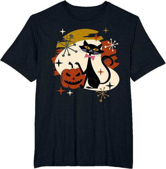 Black Cat and Pumpkin Atomic Retro Halloween