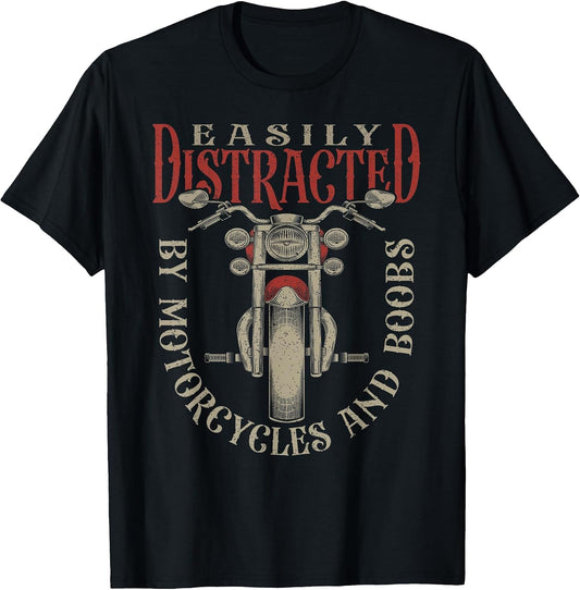 Classic Biker Distracted by Motorcycles and Boobs